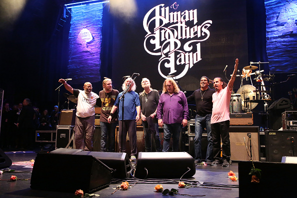 DerekTrucks, Butch Trucks, Gregg Allman, Warren Haynes, Marc Quinones and Oteil Burbridge onstage in New York City on October 28th, 2014.